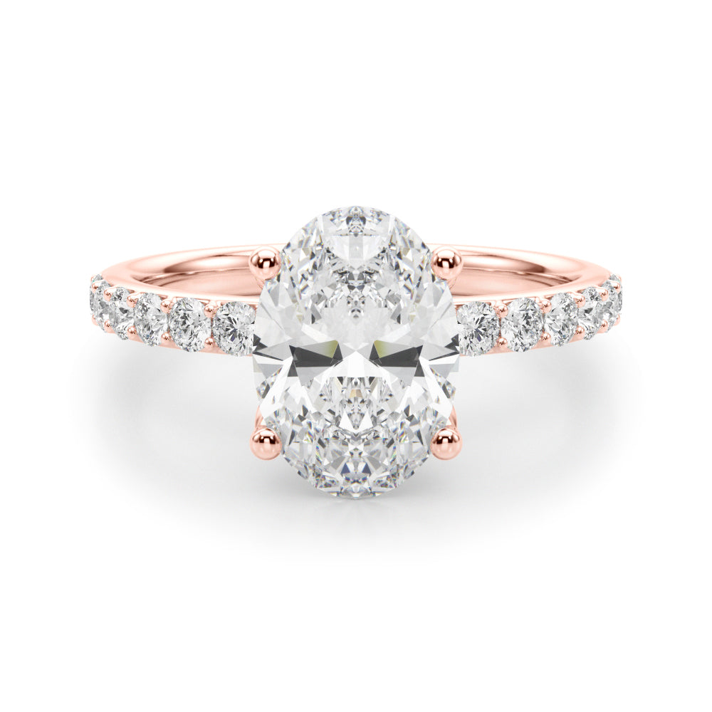 Sophisticated Sidestone Oval Diamond Engagement Ring â€” 10K/14K Gold & Platinum