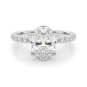 Sophisticated Sidestone Oval Diamond Engagement Ring â€” 10K/14K Gold & Platinum