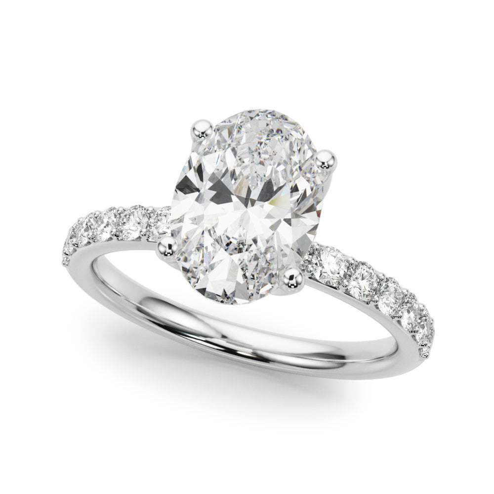 Sophisticated Sidestone Oval Diamond Engagement Ring â€” 10K/14K Gold & Platinum