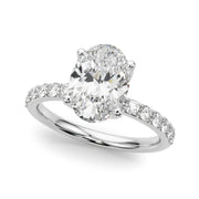 Sophisticated Sidestone Oval Diamond Engagement Ring â€” 10K/14K Gold & Platinum