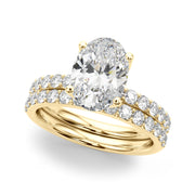 Sophisticated Sidestone Oval Diamond Engagement Ring â€” 10K/14K Gold & Platinum