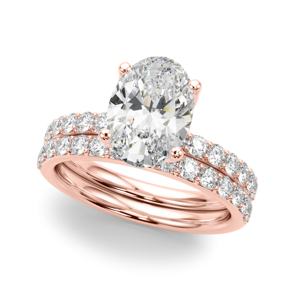 Sophisticated Sidestone Oval Diamond Engagement Ring â€” 10K/14K Gold & Platinum