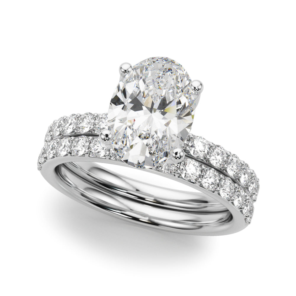 Sophisticated Sidestone Oval Diamond Engagement Ring â€” 10K/14K Gold & Platinum