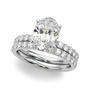 Sophisticated Sidestone Oval Diamond Engagement Ring â€” 10K/14K Gold & Platinum