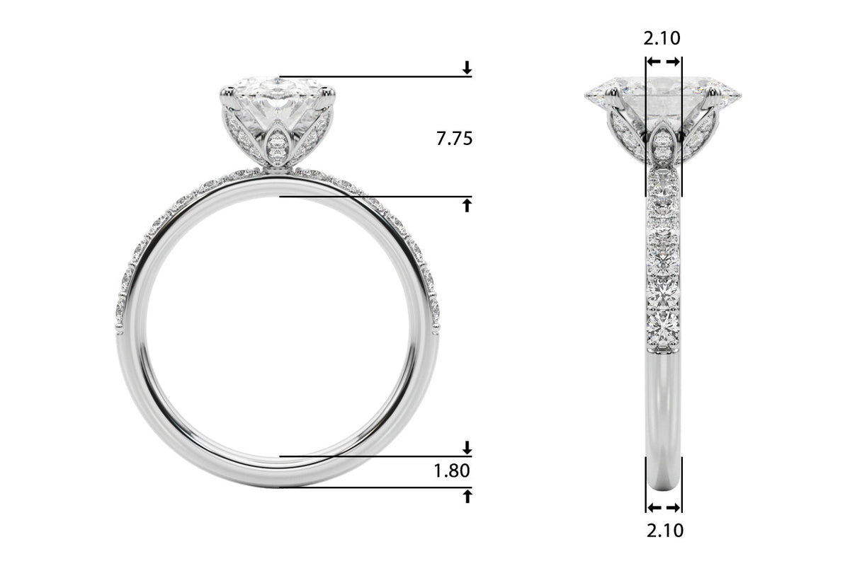 Sophisticated Sidestone Oval Diamond Engagement Ring â€” 10K/14K Gold & Platinum
