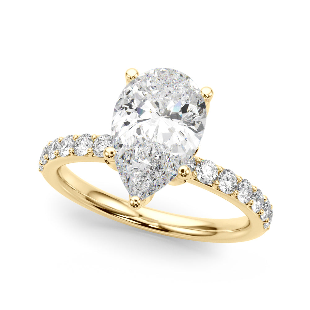 Radiant Sidestone Pear Diamond Engagement Ring in 10K/14K gold and platinum with certified lab-grown or natural diamonds