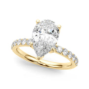 Radiant Sidestone Pear Diamond Engagement Ring in 10K/14K gold and platinum with certified lab-grown or natural diamonds