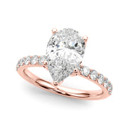 Radiant Sidestone Pear Diamond Engagement Ring â€” 10K/14K Gold & Platinum