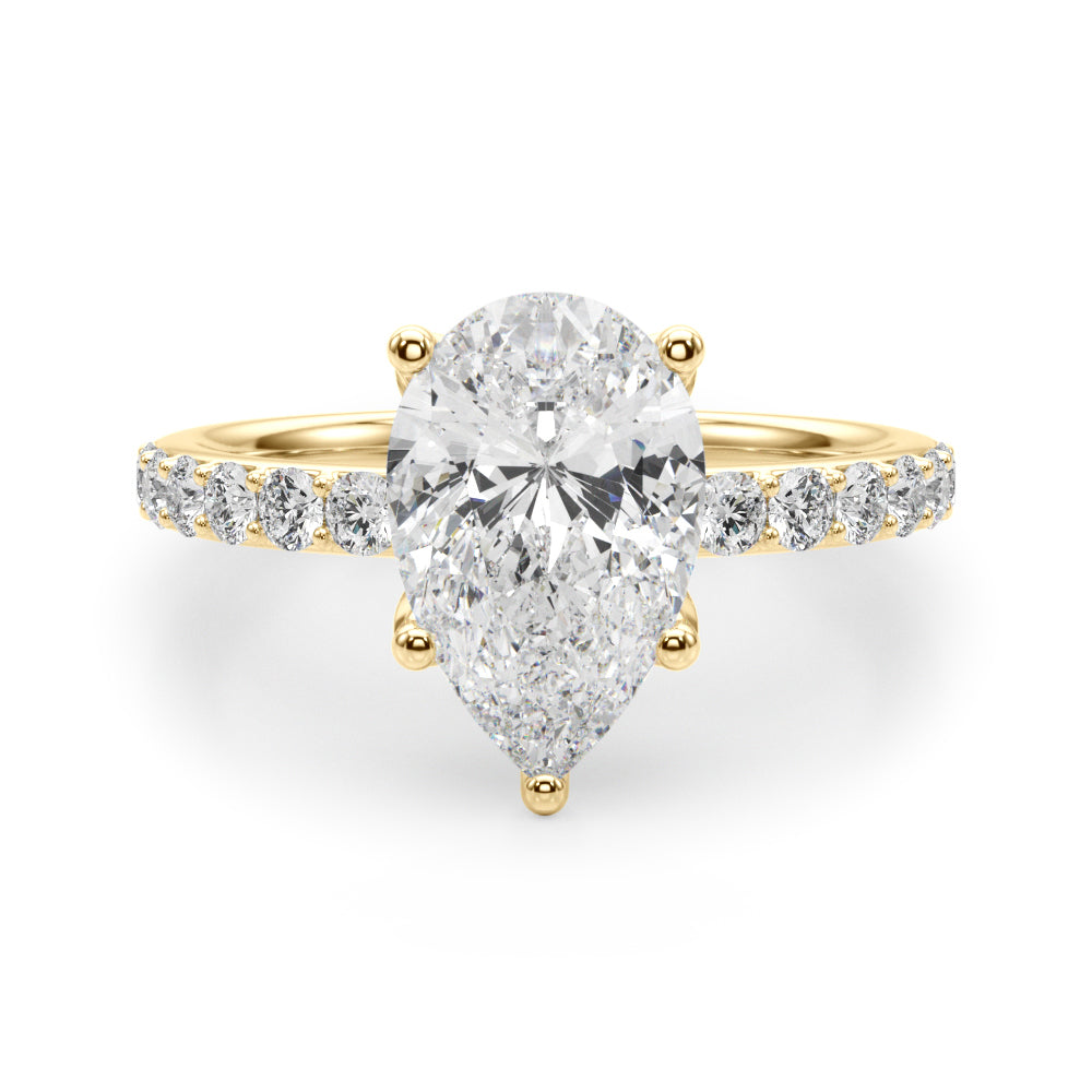 Radiant Sidestone Pear Diamond Engagement Ring â€” 10K/14K Gold & Platinum
