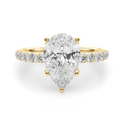 Radiant Sidestone Pear Diamond Engagement Ring â€” 10K/14K Gold & Platinum