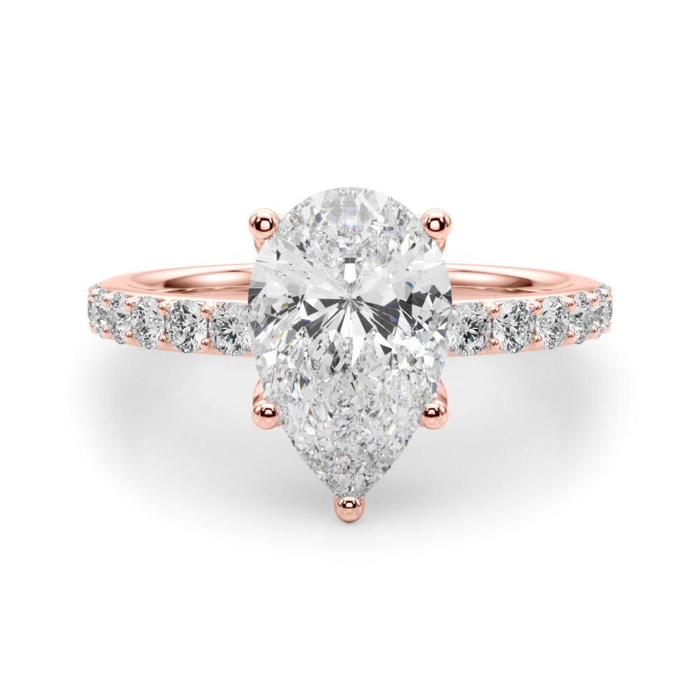 Radiant Sidestone Pear Diamond Engagement Ring â€” 10K/14K Gold & Platinum
