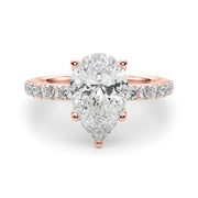 Radiant Sidestone Pear Diamond Engagement Ring â€” 10K/14K Gold & Platinum