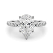 Radiant Sidestone Pear Diamond Engagement Ring â€” 10K/14K Gold & Platinum