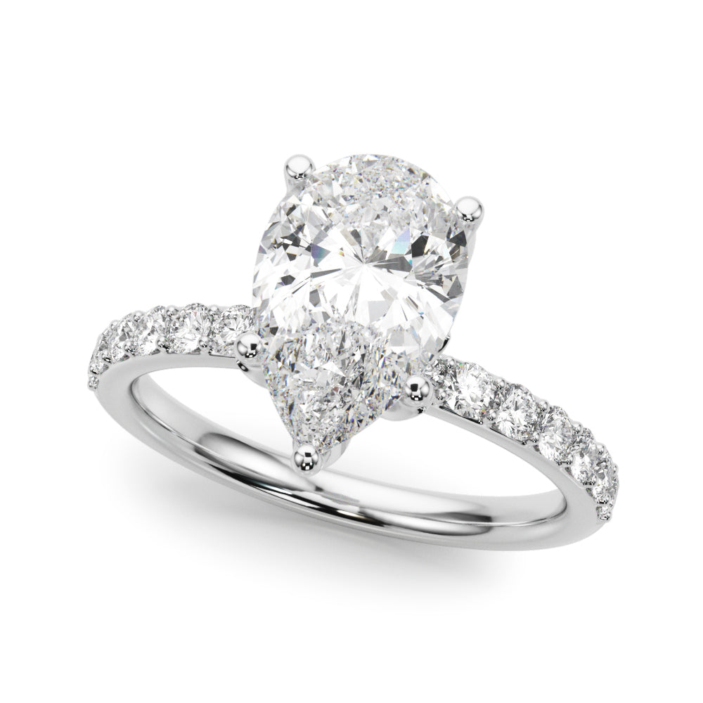 Radiant Sidestone Pear Diamond Engagement Ring â€” 10K/14K Gold & Platinum