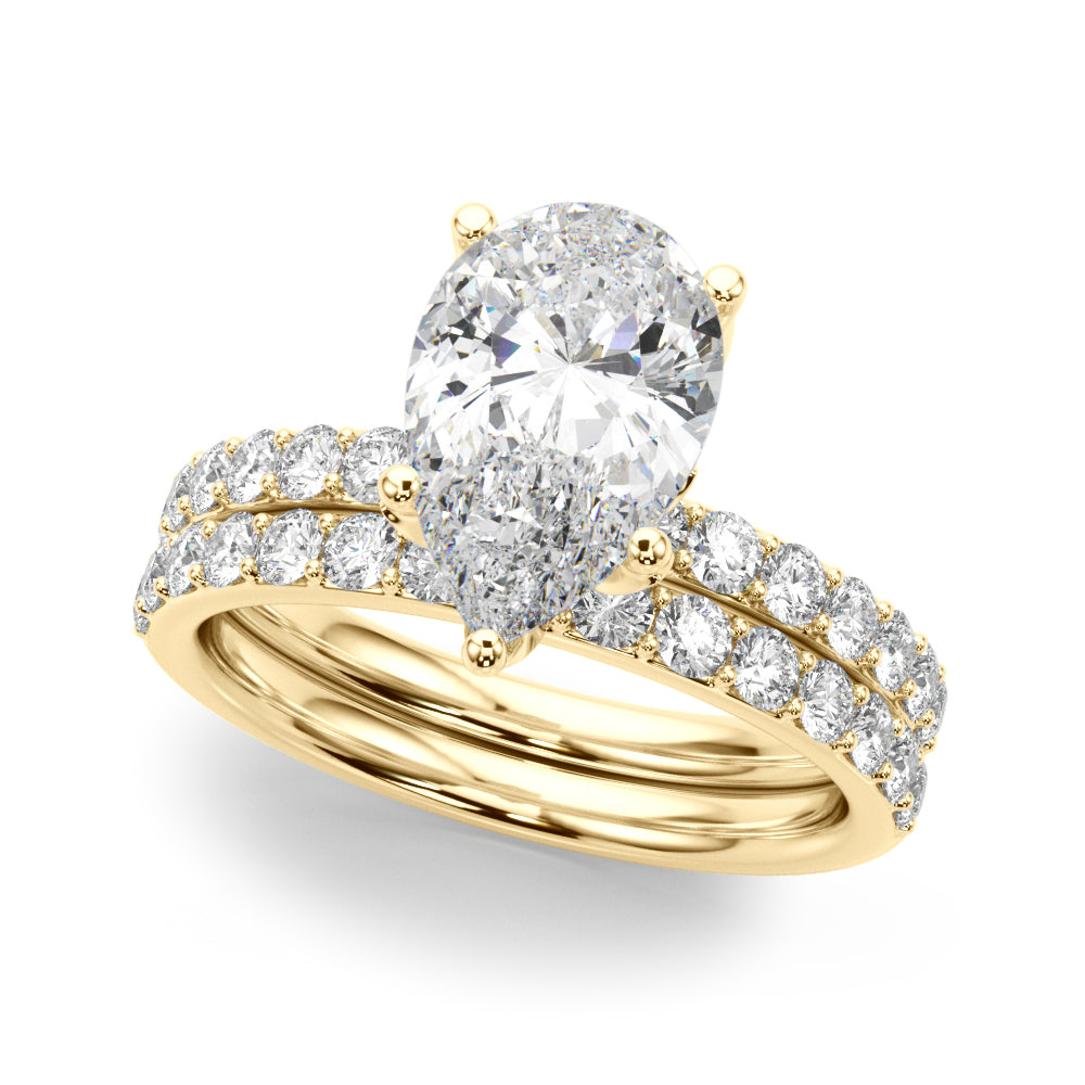 Radiant Sidestone Pear Diamond Engagement Ring â€” 10K/14K Gold & Platinum