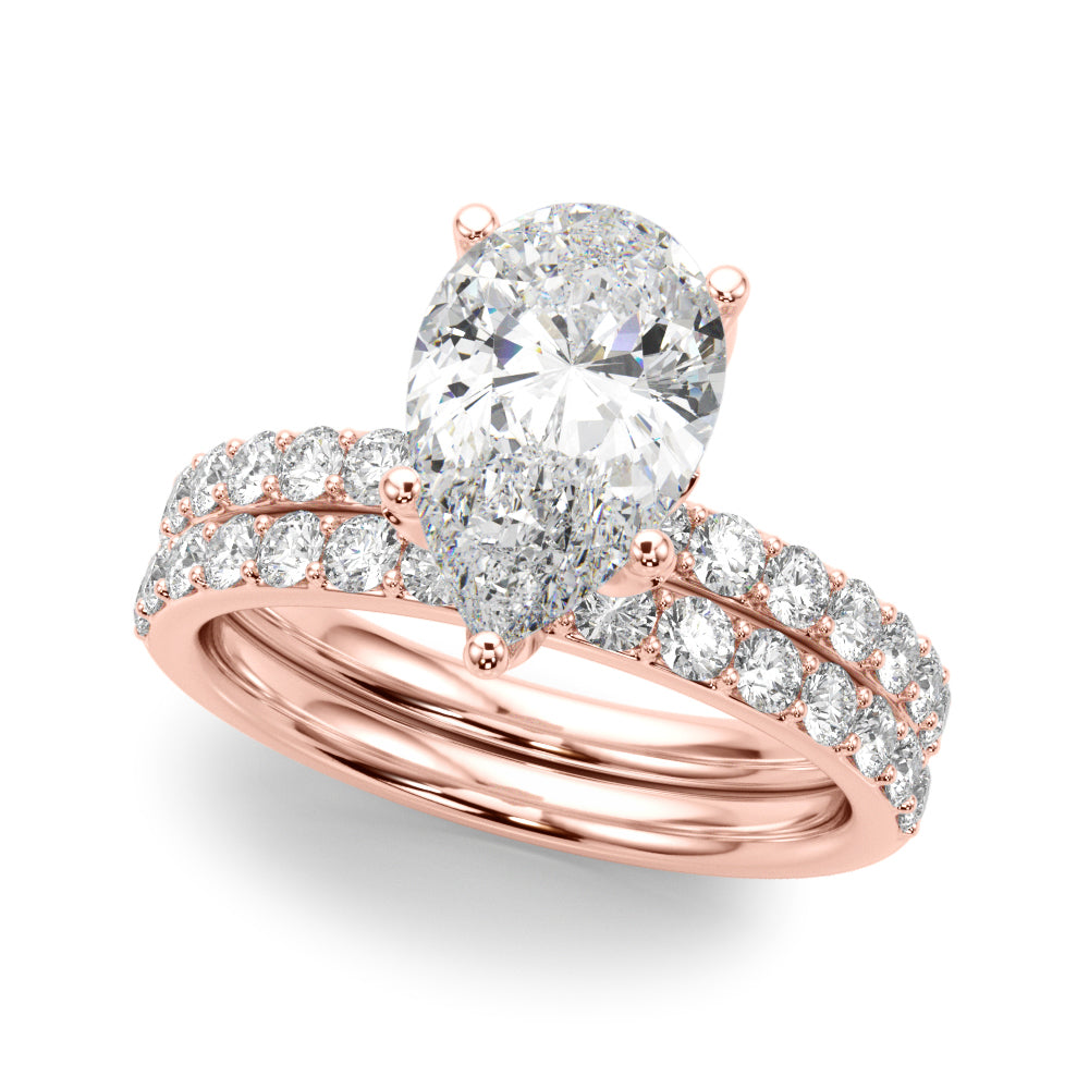 Radiant Sidestone Pear Diamond Engagement Ring â€” 10K/14K Gold & Platinum