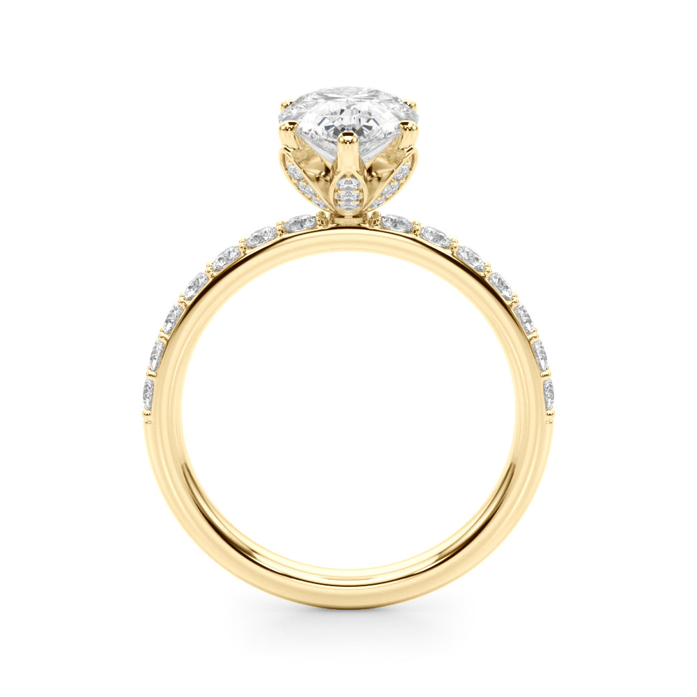 Radiant Sidestone Pear Diamond Engagement Ring â€” 10K/14K Gold & Platinum