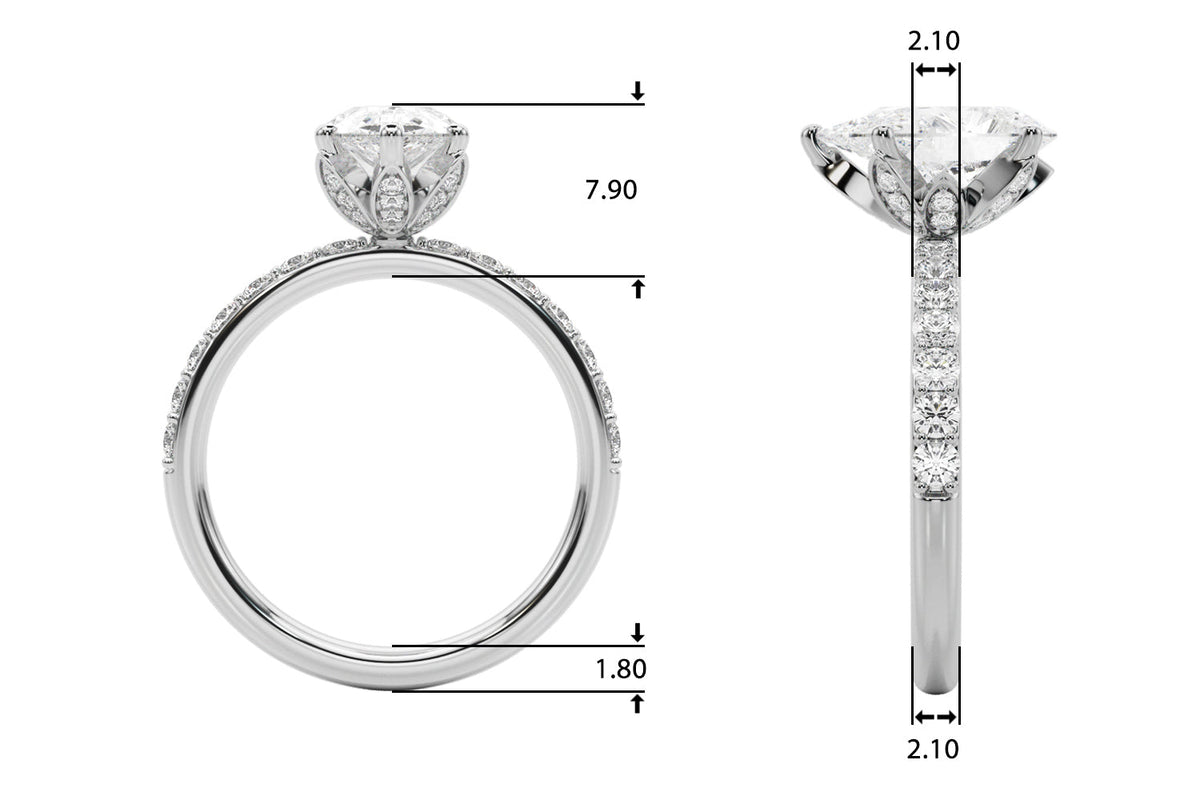 Radiant Sidestone Pear Diamond Engagement Ring â€” 10K/14K Gold & Platinum