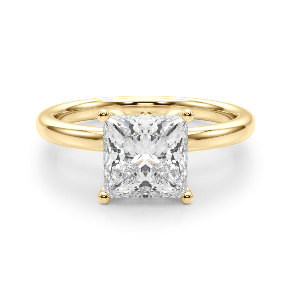 Celestial Sidestone Princess Diamond Engagement Ring in 10K/14K gold and platinum with certified lab-grown or natural diamonds