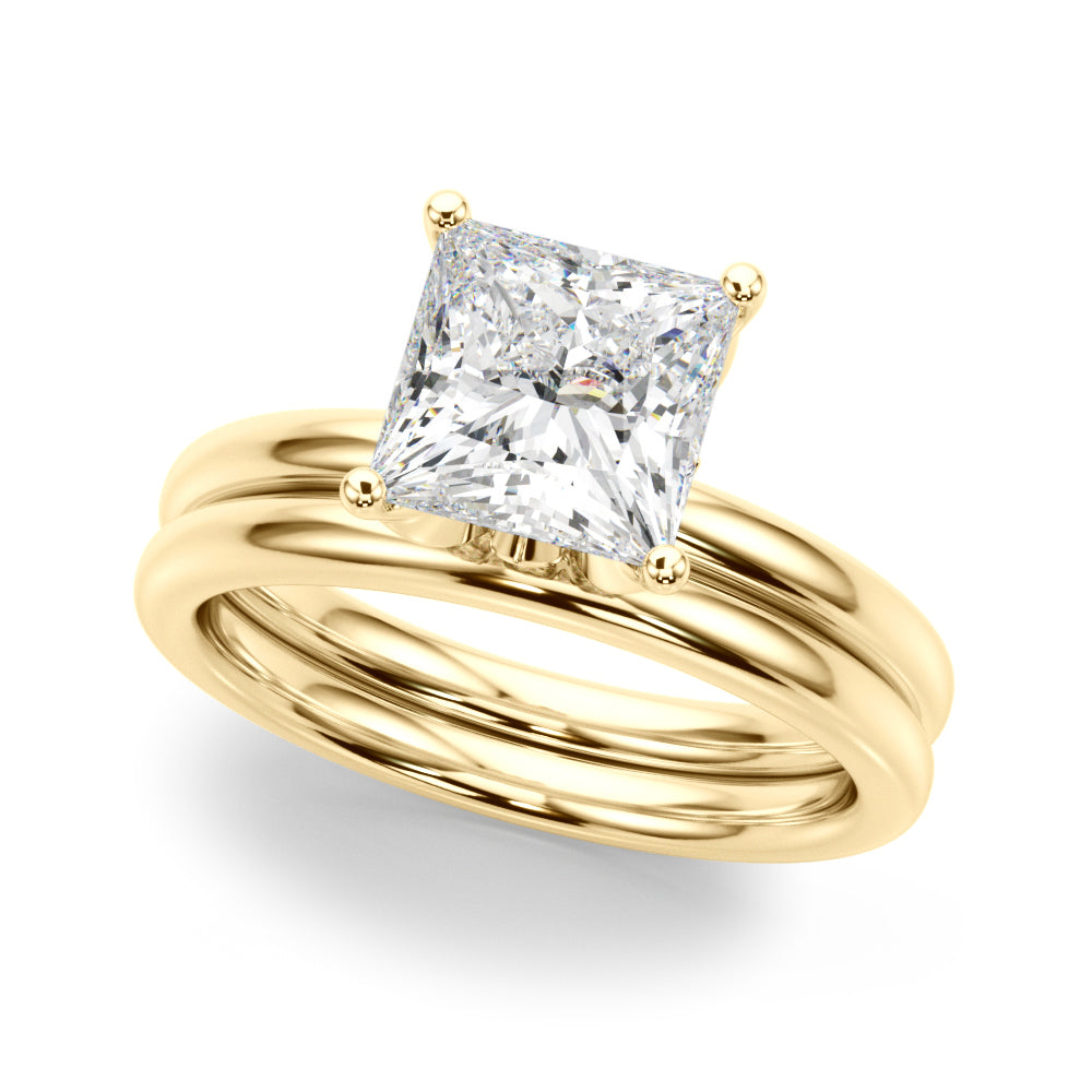 Celestial Sidestone Princess Diamond Engagement Ring in 10K/14K gold and platinum with certified lab-grown or natural diamonds