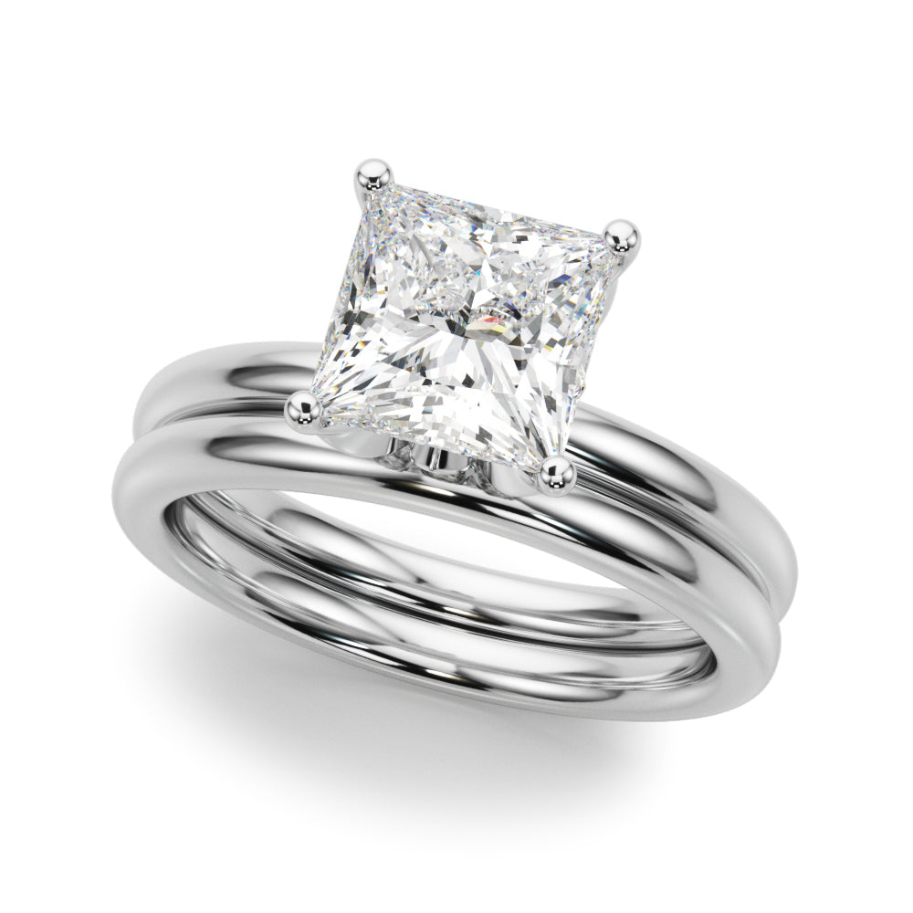 Celestial Sidestone Princess Diamond Engagement Ring in 10K/14K gold and platinum with certified lab-grown or natural diamonds