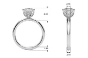 Celestial Sidestone Princess Diamond Engagement Ring in 10K/14K gold and platinum with certified lab-grown or natural diamonds