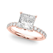 Crowned Sidestone Princess Diamond Engagement Ring in 10K/14K gold and platinum with certified lab-grown or natural diamonds