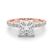 Crowned Sidestone Princess Diamond Engagement Ring in 10K/14K gold and platinum with certified lab-grown or natural diamonds