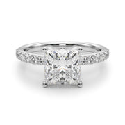 Crowned Sidestone Princess Diamond Engagement Ring in 10K/14K gold and platinum with certified lab-grown or natural diamonds