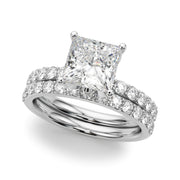 Crowned Sidestone Princess Diamond Engagement Ring in 10K/14K gold and platinum with certified lab-grown or natural diamonds