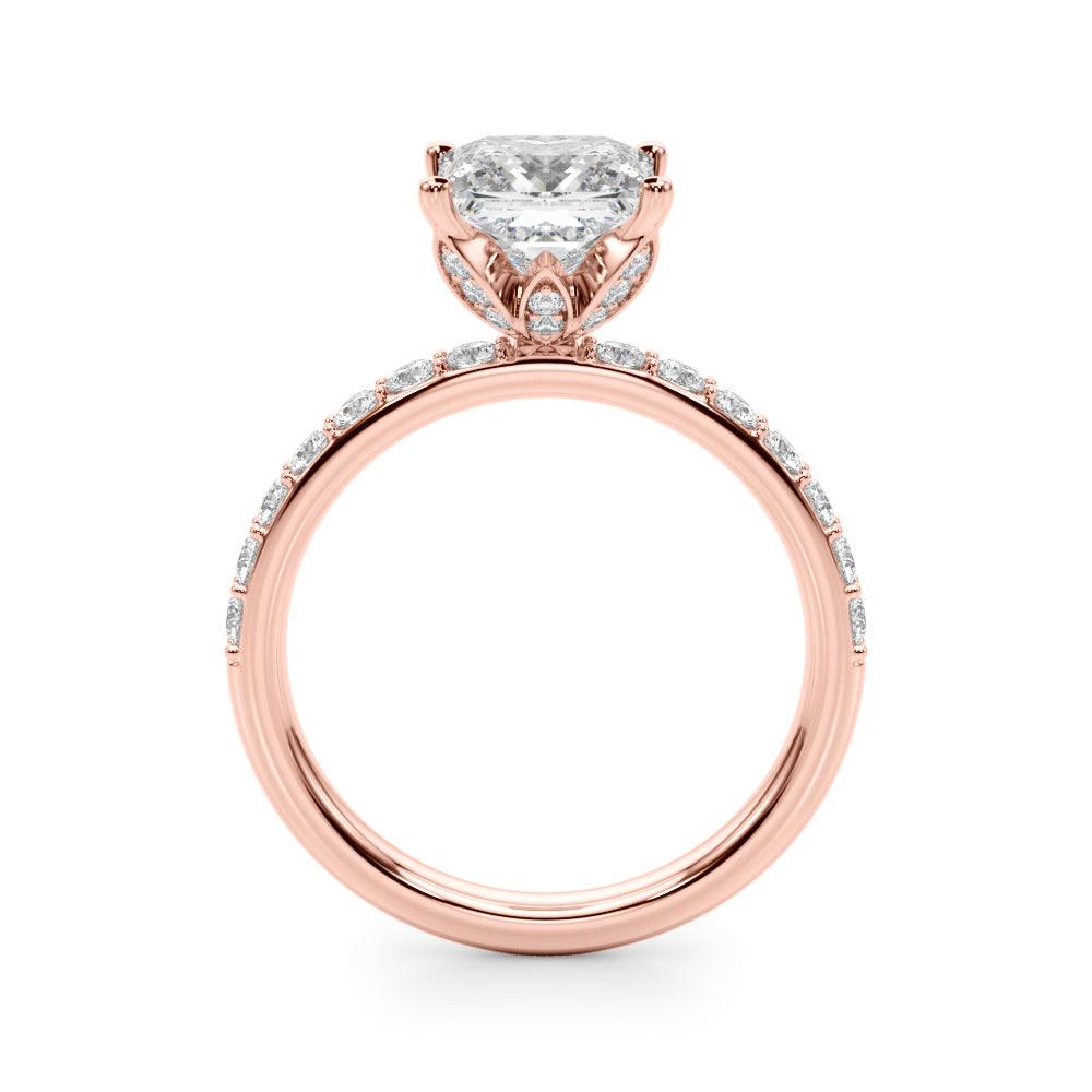 Crowned Sidestone Princess Diamond Engagement Ring in 10K/14K gold and platinum with certified lab-grown or natural diamonds
