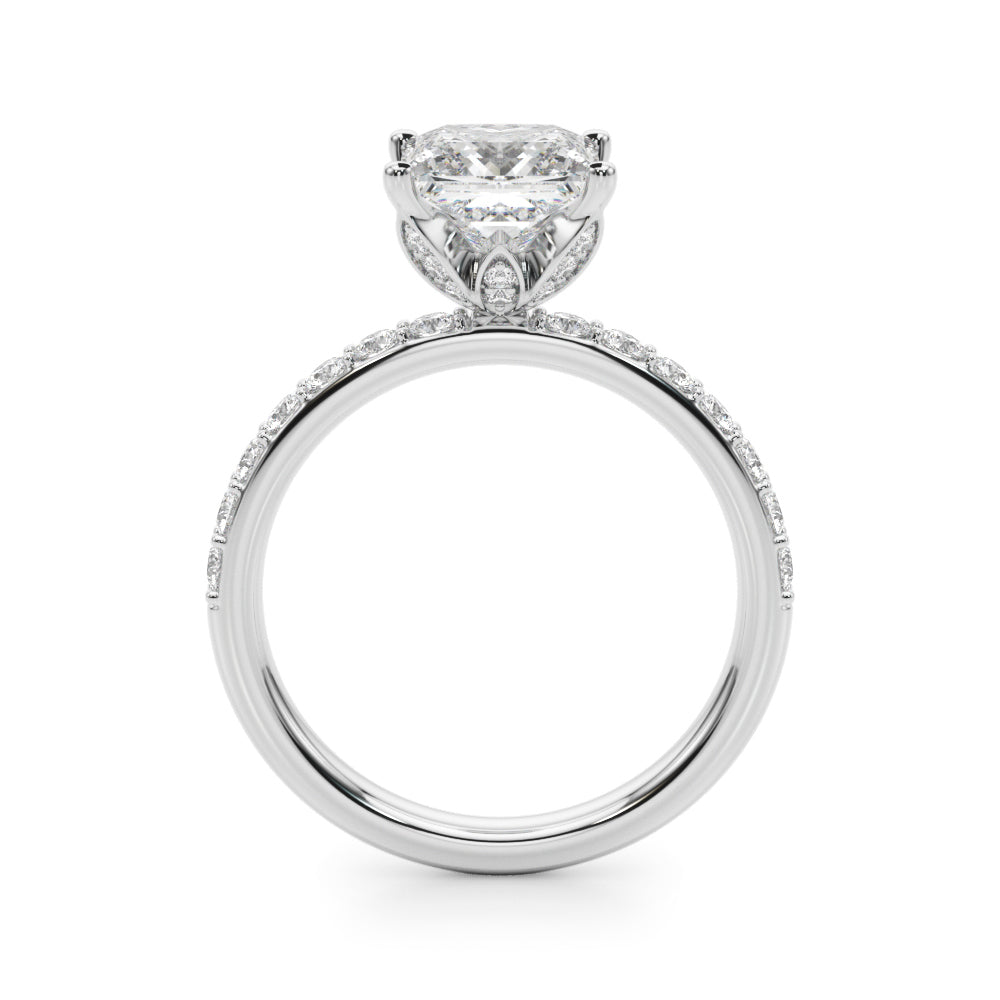 Crowned Sidestone Princess Diamond Engagement Ring in 10K/14K gold and platinum with certified lab-grown or natural diamonds