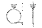 Crowned Sidestone Princess Diamond Engagement Ring in 10K/14K gold and platinum with certified lab-grown or natural diamonds