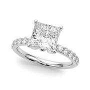 Crowned Sidestone Princess Diamond Engagement Ring in 10K/14K gold and platinum with certified lab-grown or natural diamonds