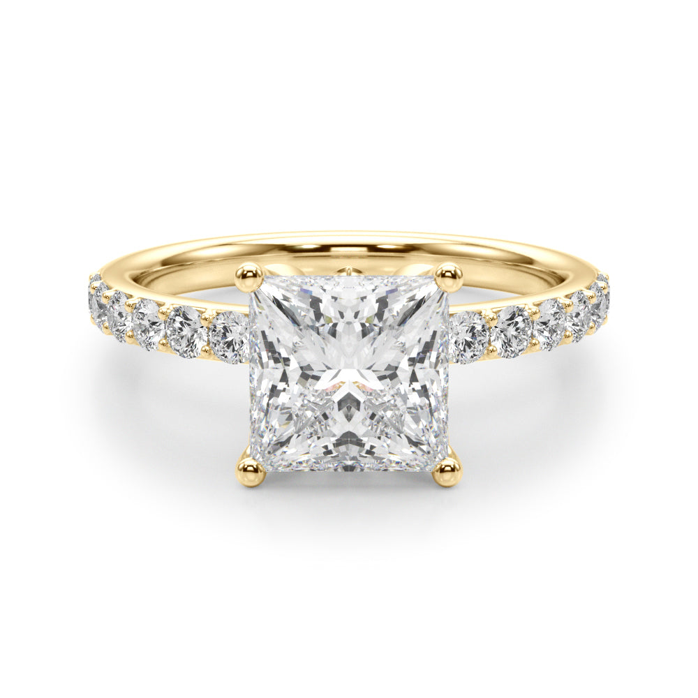 Shared Prong Wedding Half Eternity Ring in Gold & Platinum