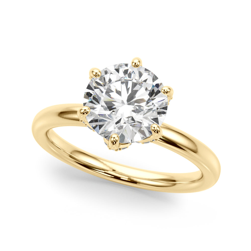 Couture Sidestone Round Diamond Engagement Ring in 10K/14K gold and platinum with certified lab-grown or natural diamonds