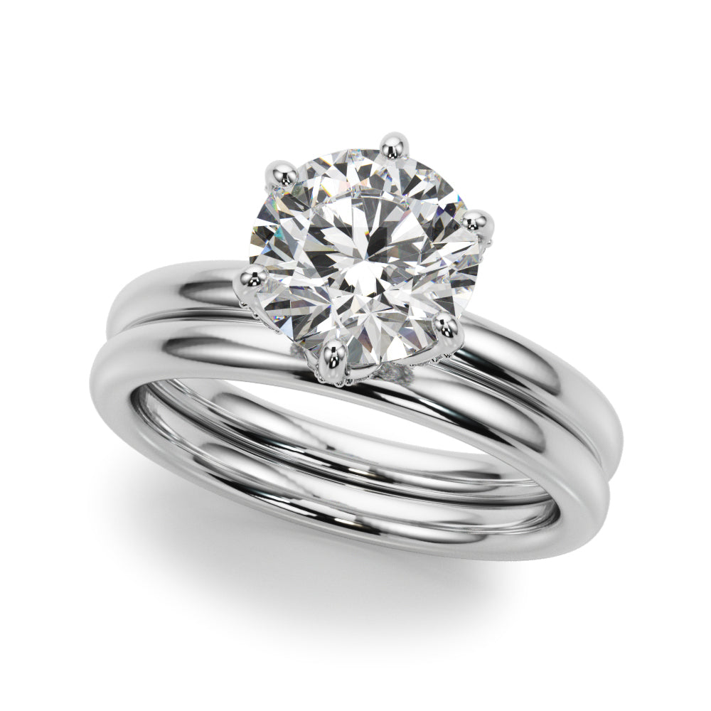 Couture Sidestone Round Diamond Engagement Ring in 10K/14K gold and platinum with certified lab-grown or natural diamonds