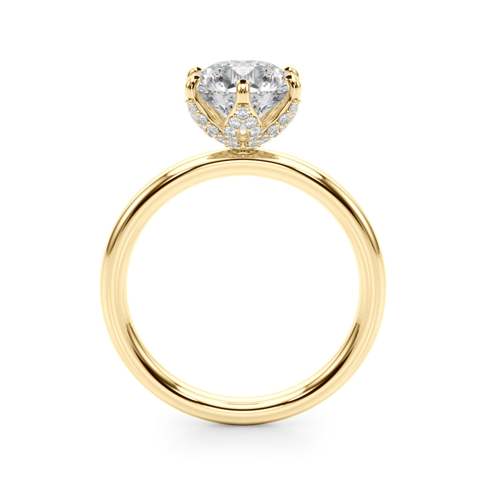 Couture Sidestone Round Diamond Engagement Ring in 10K/14K gold and platinum with certified lab-grown or natural diamonds