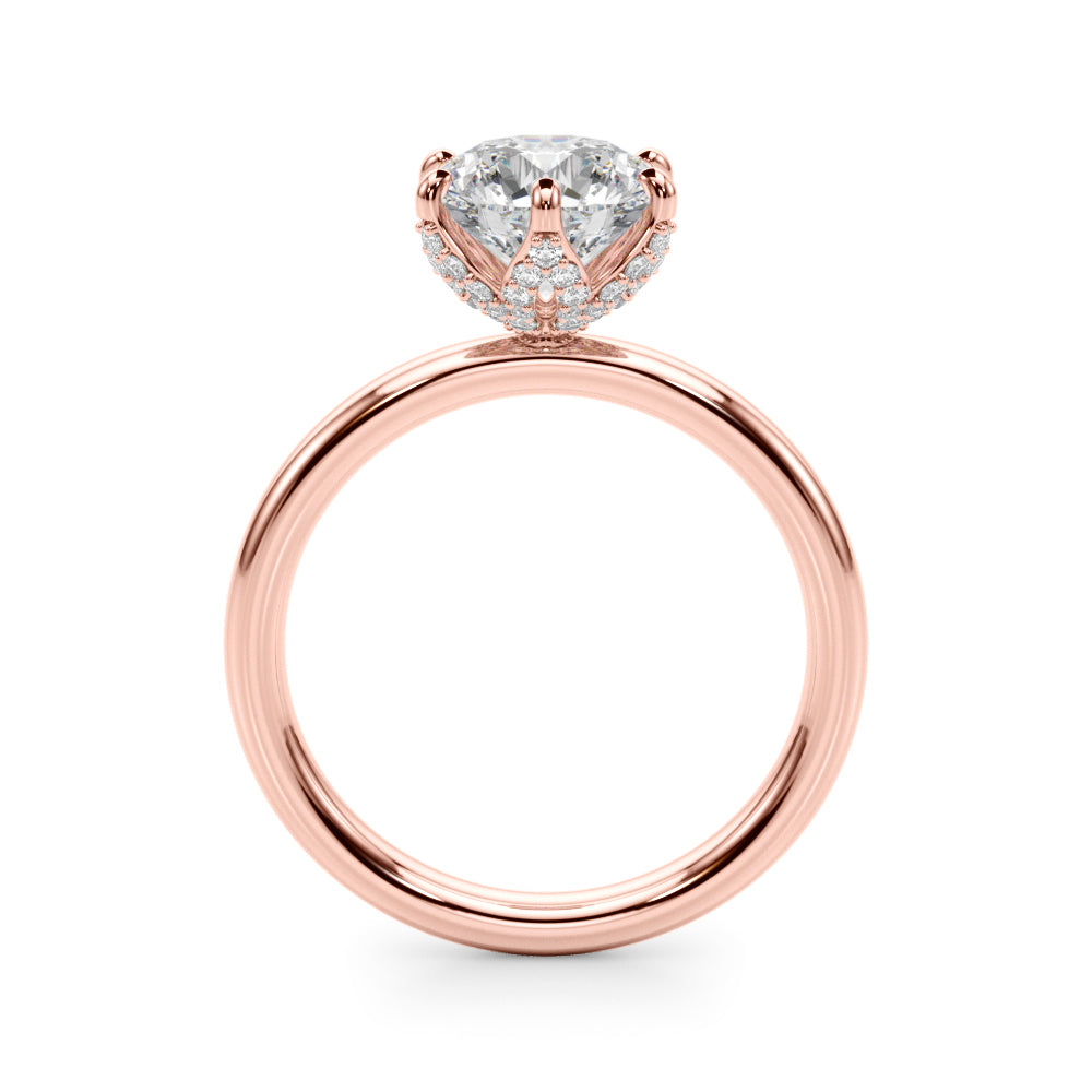 Couture Sidestone Round Diamond Engagement Ring in 10K/14K gold and platinum with certified lab-grown or natural diamonds