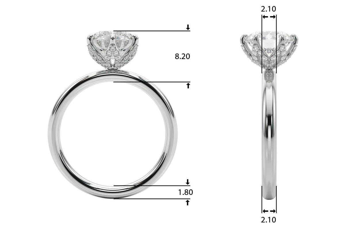 Couture Sidestone Round Diamond Engagement Ring in 10K/14K gold and platinum with certified lab-grown or natural diamonds