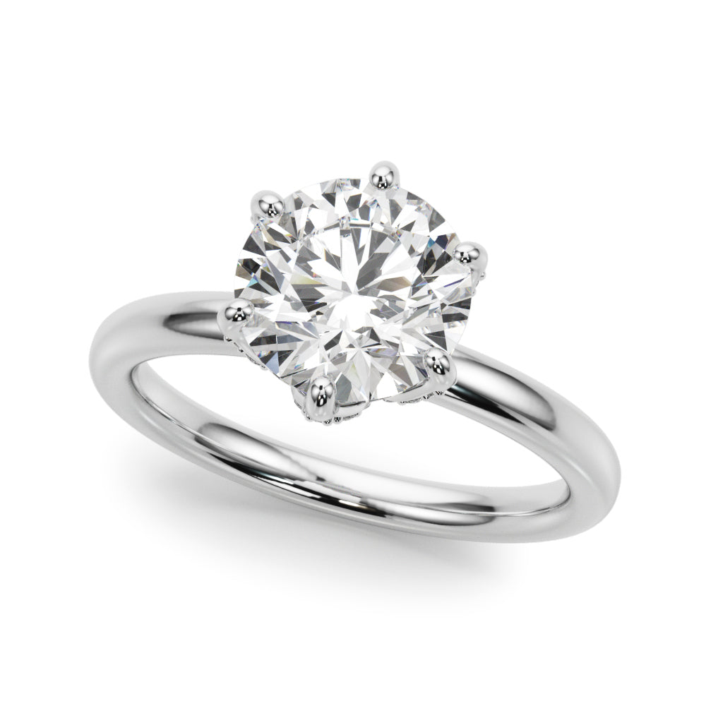 Couture Sidestone Round Diamond Engagement Ring in 10K/14K gold and platinum with certified lab-grown or natural diamonds