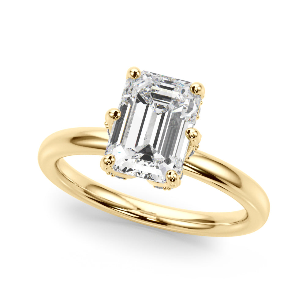 Dazzling Sidestone Emerald Diamond Engagement Ring in 10K/14K gold and platinum with certified lab-grown or natural diamonds