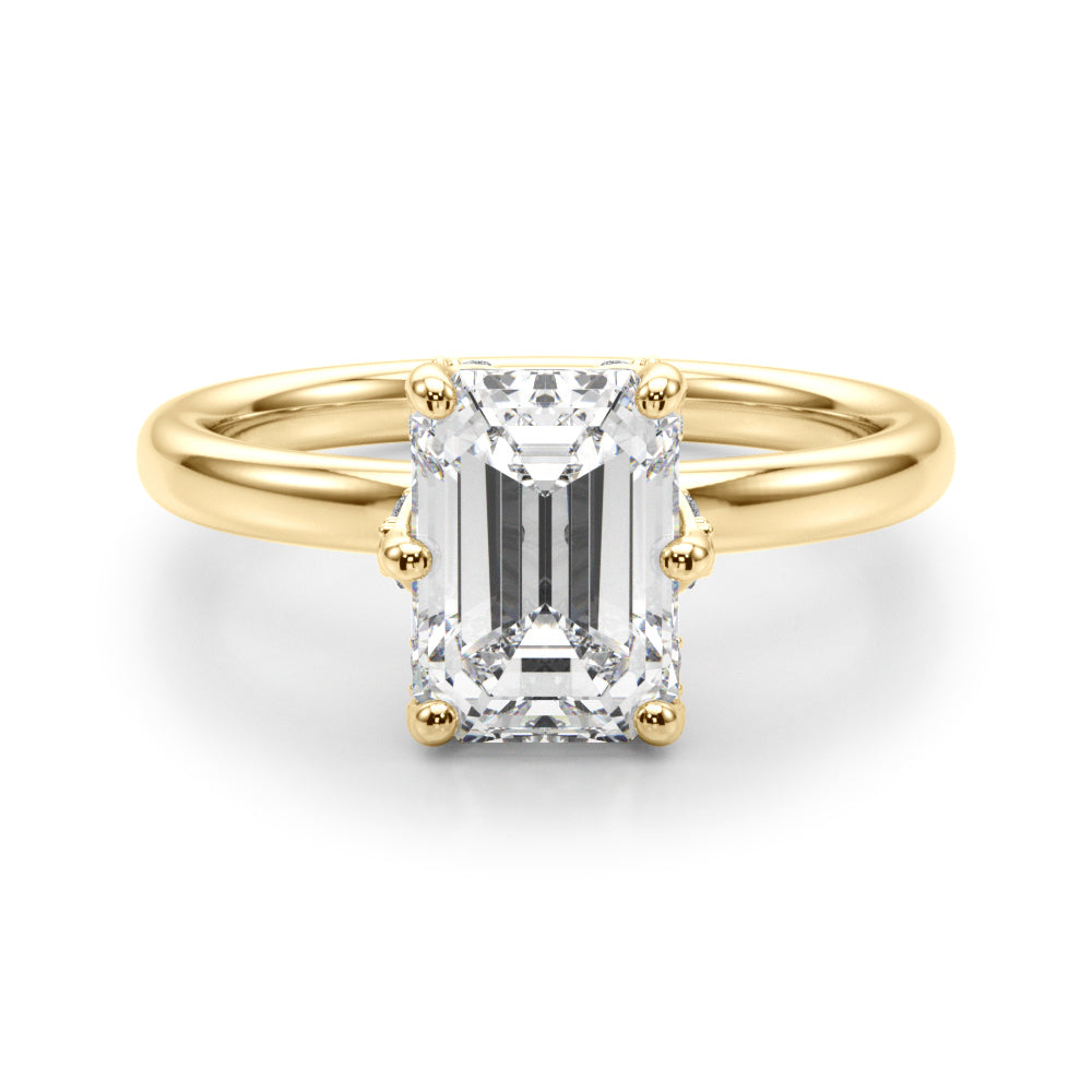 Dazzling Sidestone Emerald Diamond Engagement Ring in 10K/14K gold and platinum with certified lab-grown or natural diamonds
