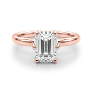 Dazzling Sidestone Emerald Diamond Engagement Ring in 10K/14K gold and platinum with certified lab-grown or natural diamonds