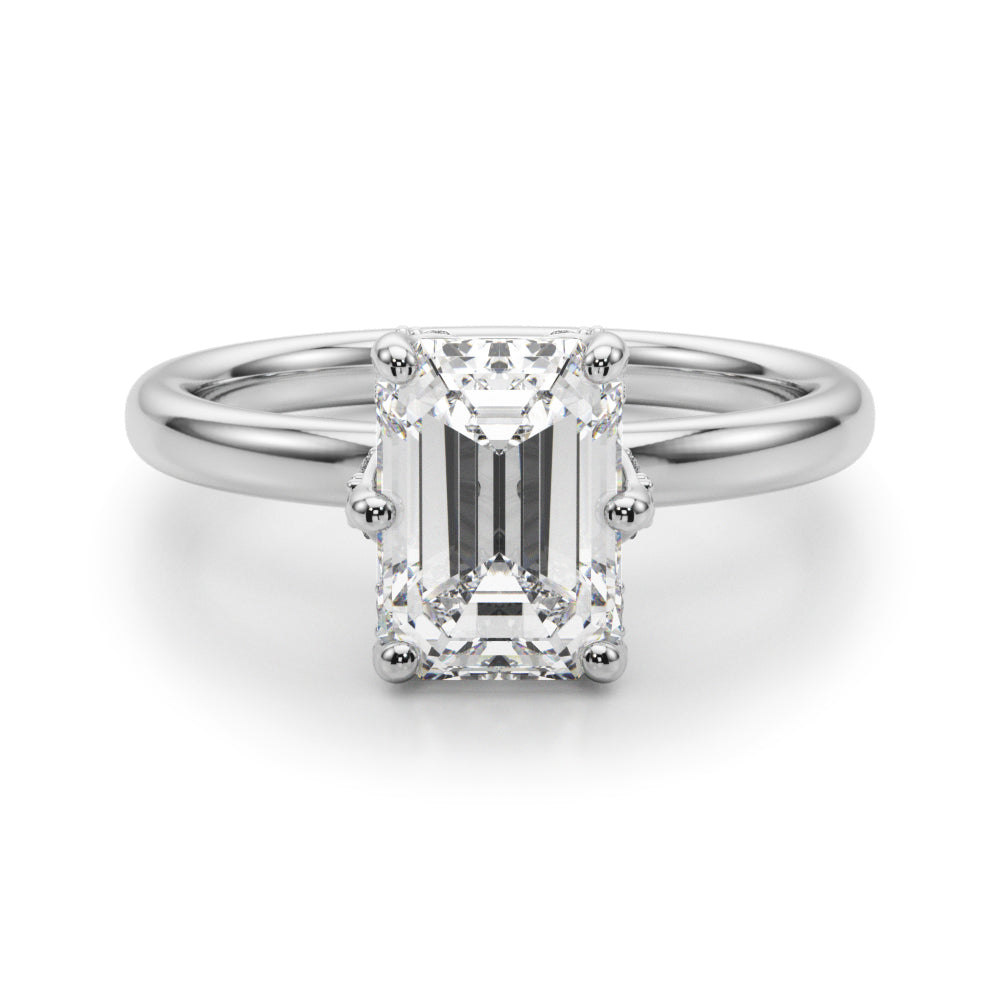 Dazzling Sidestone Emerald Diamond Engagement Ring in 10K/14K gold and platinum with certified lab-grown or natural diamonds