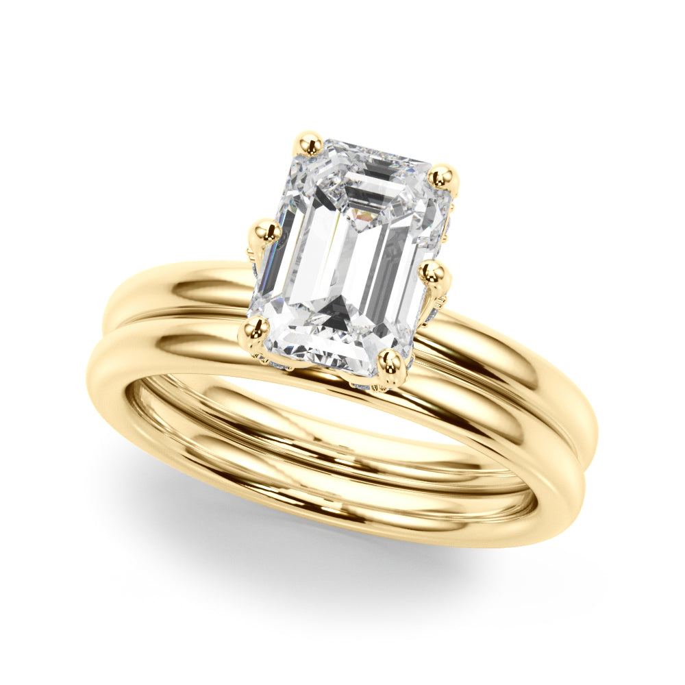 Dazzling Sidestone Emerald Diamond Engagement Ring in 10K/14K gold and platinum with certified lab-grown or natural diamonds