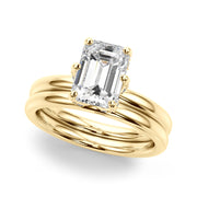 Dazzling Sidestone Emerald Diamond Engagement Ring in 10K/14K gold and platinum with certified lab-grown or natural diamonds