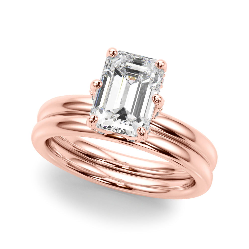Dazzling Sidestone Emerald Diamond Engagement Ring in 10K/14K gold and platinum with certified lab-grown or natural diamonds