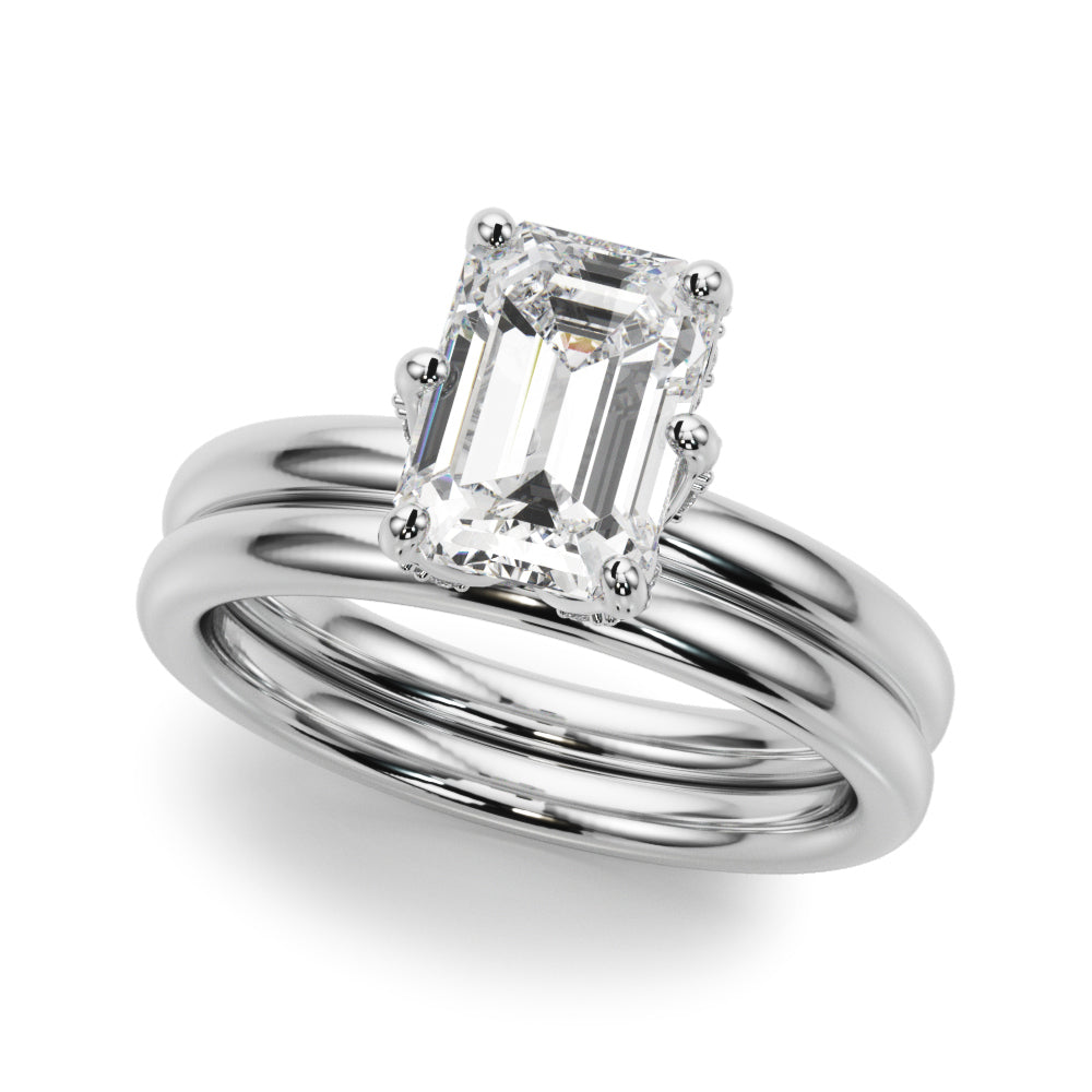 Dazzling Sidestone Emerald Diamond Engagement Ring in 10K/14K gold and platinum with certified lab-grown or natural diamonds