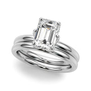 Dazzling Sidestone Emerald Diamond Engagement Ring in 10K/14K gold and platinum with certified lab-grown or natural diamonds